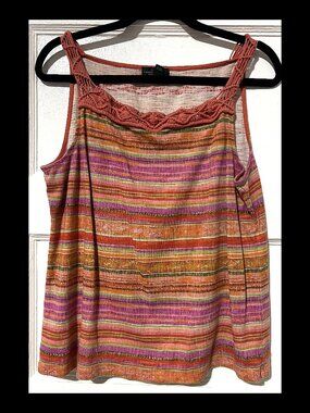 Lauren Ralph Lauren Womens Multicolor Stretch Striped Tank Top XL EUC